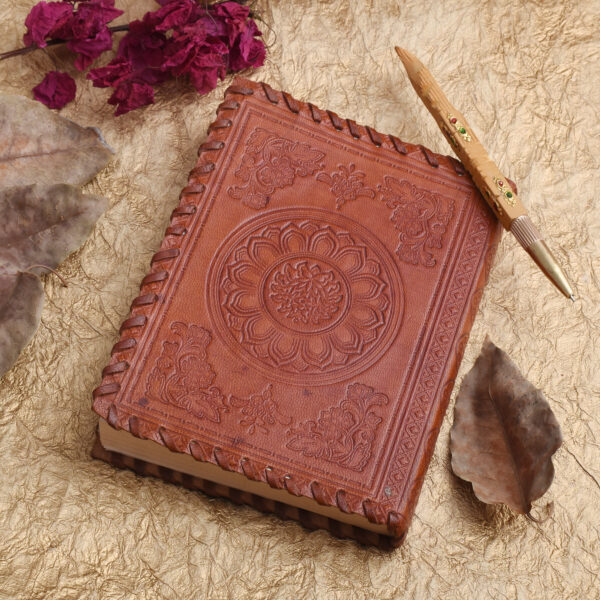 Embossed Leather Cover Stone Journal